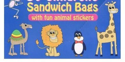 Childrens Sandwich Bags With Fun Animal Stickers - Pack Of 60