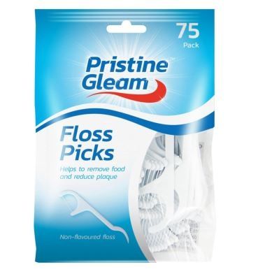 Pristine Gleam Non-Flavoured Floss Picks - Pack of 75