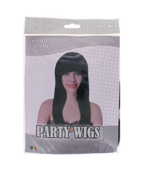 LONG BLACK PARTY HAIR WIG 25' ONE SIZE FITS MOST