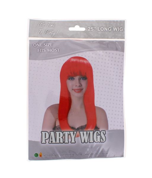 LONG RED PARTY HAIR WIG 25' ONE SIZE FITS MOST