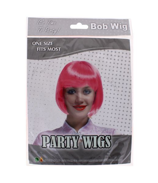 PARTY HAIR WIG BOB HOT PINK ONE SIZE FITS MOST