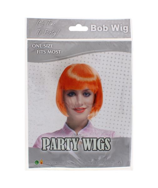 PARTY HAIR WIG BOB ORANGE ONE SIZE FITS MOST