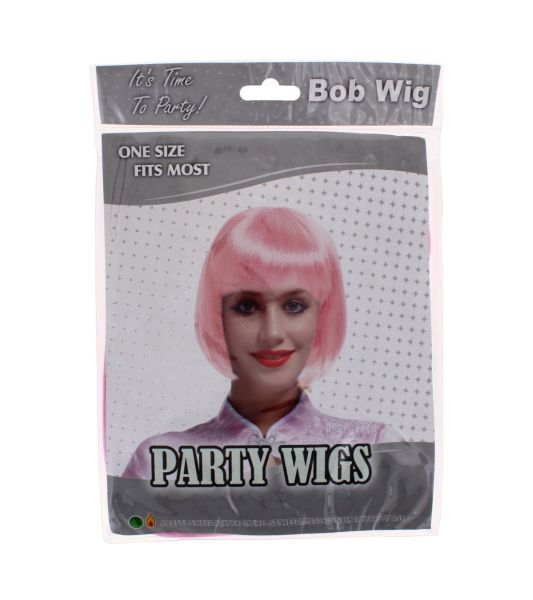 PARTY HAIR WIG BOB PINK  ONE SIZE FITS MOST