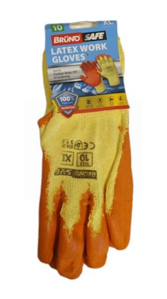 Bruno Safe Latex Work Gloves - Extra Large - Size 10
