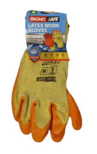 Bruno Safe Latex Work Gloves - Medium - Size 8