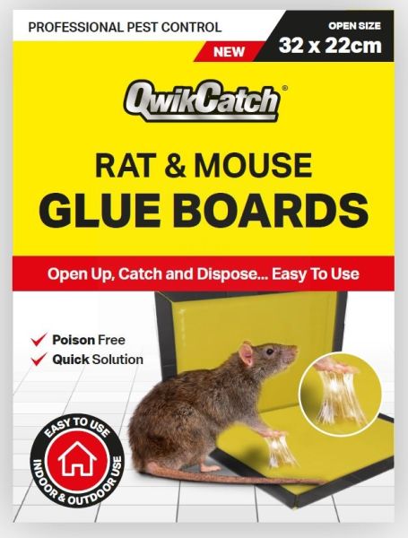 Qwik Catch Poison Free Rat & Mouse Glue Boards - 32 x 22cm