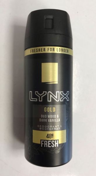 Lynx Gold Deodorant & Body Spray - 48 Hour Fresh - Oud Wood & Dark Vanilla - 150ml