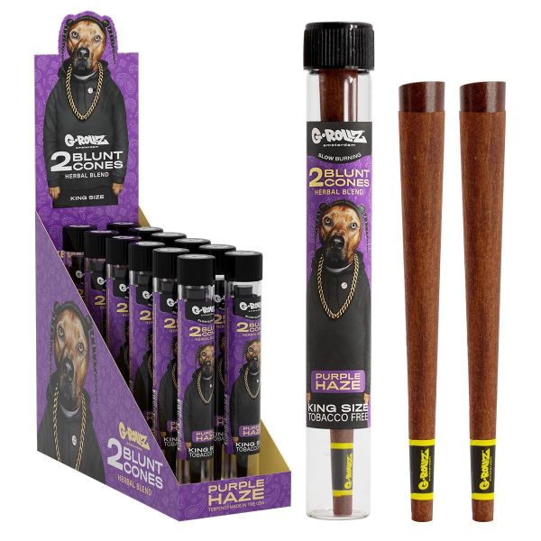 G-ROLLZ AMSTERDAM KING SIZE 2 BLUNT CONES - HERBAL BLEND - PURPLE HAZE - PACK OF 12