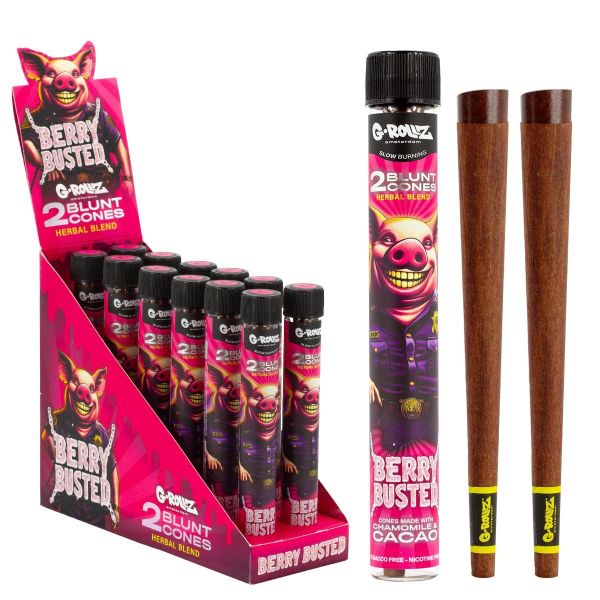 G-ROLLZ KING SIZE 2 BLUNT CONES - HERBAL BLEND - BERRY BUSTED - PACK OF 12