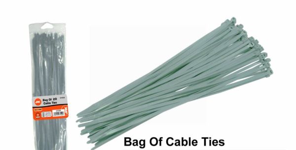 Grey Cable Ties - 370mm x 3.6mm - Pack of 20 