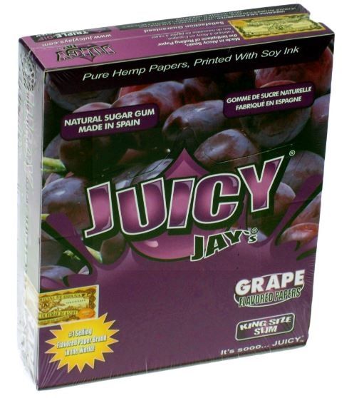 Juicy Jays Grape Flavoured Cigarette Rolling Paper King Size Slim  - Pack Of 24 - 32 Leaves Per Pack