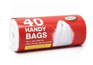 Extra Strong Handy Pedal Bin Bag Liners With Tie Handles - 15 Litres - Pack of 40
