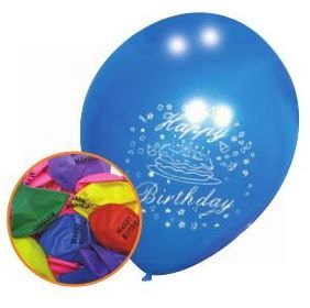 Happy Birthday Balloons - Pack Of 12 - Variety Of Colours