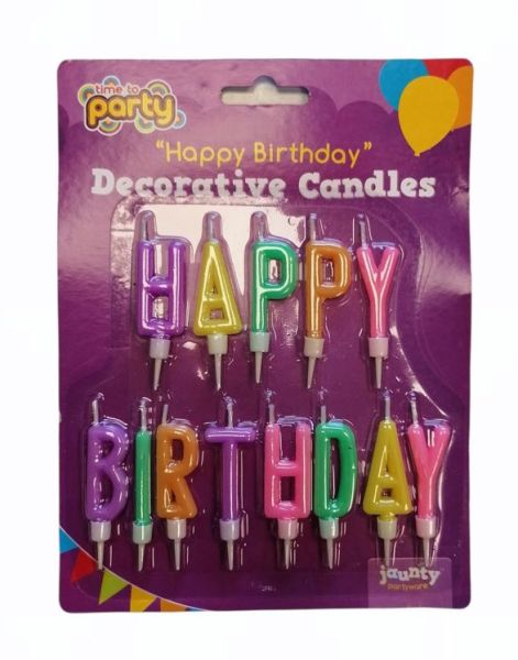 Time To Party Happy Birthday Decorative Cake Candles 