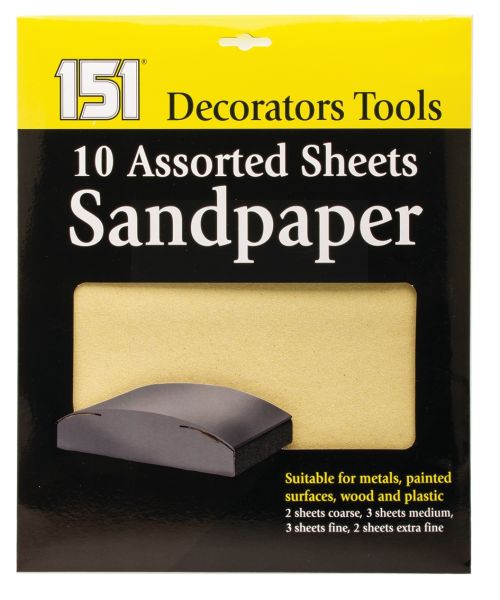 Assorted Sandpaper Sheets - Pack of 10
