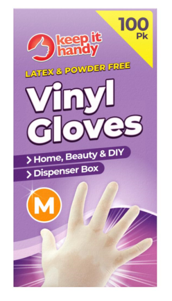 Keep it Handy Latex & Powder Free Vinyl Gloves - Size: Medium - Clear - Pack of 100