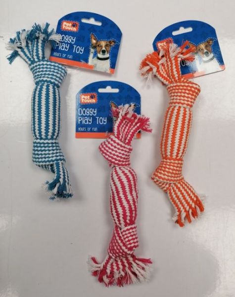 Pet Touch Honking Weave Squeaky Doggy Play Toy - Assorted Colours - 27 x 6cm 