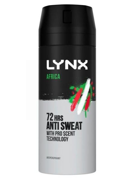 Lynx Antiperspirant Deodorant & Body Spray - 72 Hour Anti Sweat - Africa - 150ml