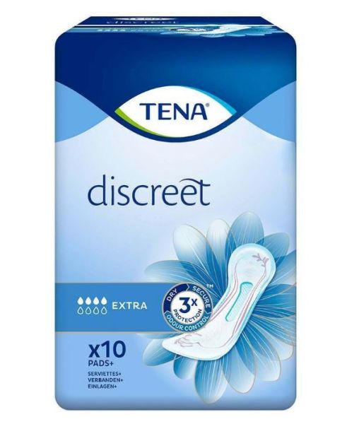 Tena Discreet Sanitary Pads - Extra - Pack of 10