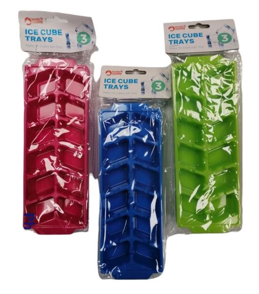 Keep it Handy Ice Cube Trays - Assorted Colours - 25 x 9 x 3cm - Pack of 3