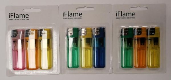 Iflame Electronic Cigarette Lighters - Assorted Colours - Pack Of 3