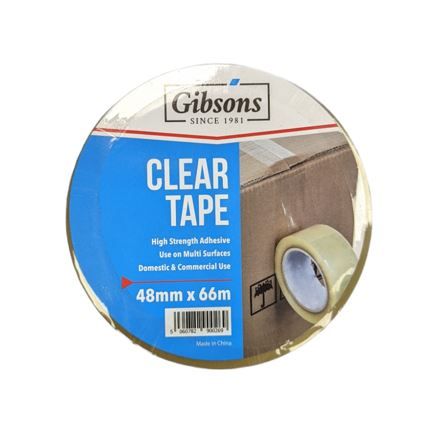 Gibsons High Strength Adhesive Clear Tape for Domestic & Commercial Use - 48mm x 66m