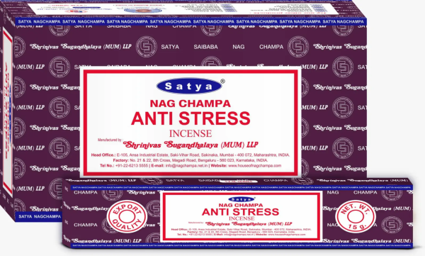 Satya Nag Champa Incense Sticks - Anti-Stress - 15 grams - Pack of 12 
