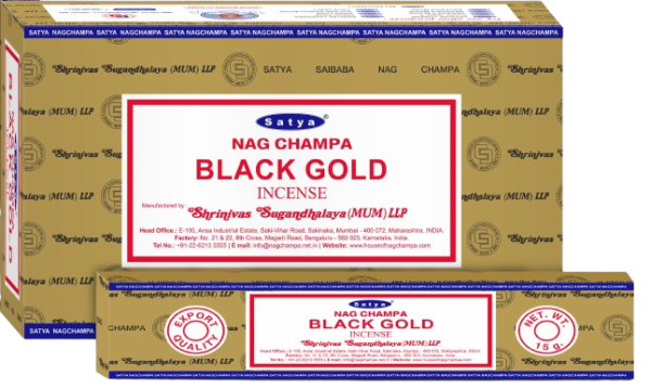 Satya Nag Champa Incense Sticks - Black Gold - 15 grams - Pack of 12 