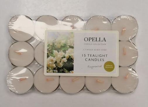 Opella Fragranced/Scented Tea Lights / Candles - Jasmine Blossom - Pack Of 15