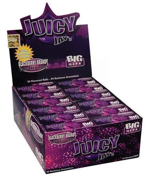 Juicy Jays Blackberry Brandy Rolls - Flavoured Cigarette Rolling Paper Big Size - Pack Of 24 - 32 Leaves Per Pack