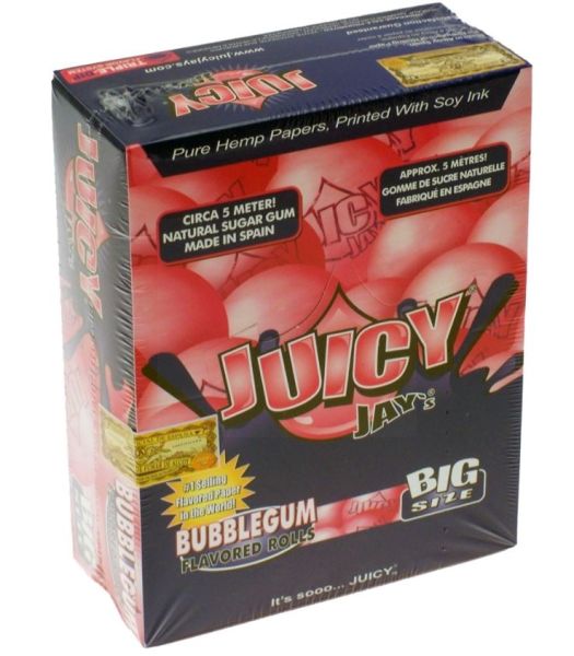 Juicy Jays Bubblegum Rolls - Flavoured Cigarette Rolling Paper Big Size - Pack Of 24 - 32 Leaves Per Pack