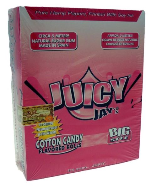 Juicy Jays Cotton Candy Rolls - Flavoured Cigarette Rolling Paper Big Size - Pack Of 24 - 32 Leaves Per Pack