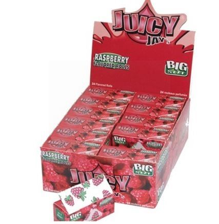 Juicy Jays Raspberry Rolls - Flavoured Cigarette Rolling Paper Big Size - Pack Of 24 - 32 Leaves Per Pack