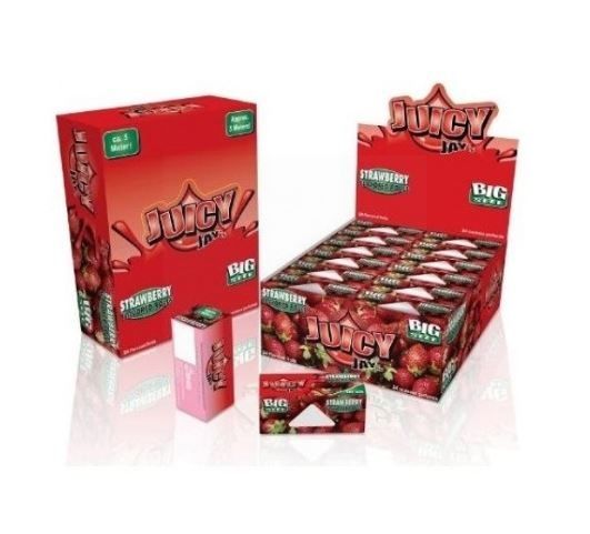 Juicy Jays Strawberry Rolls - Flavoured Cigarette Rolling Paper Big Size - Pack Of 24 - 32 Leaves Per Pack