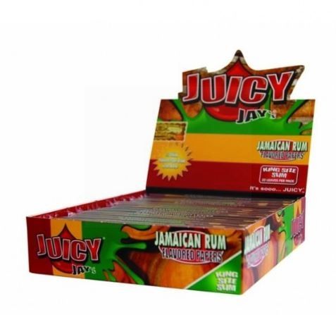 Juicy Jays Jamaican Rum Flavoured Cigarette Rolling Paper King Size Slim  - Pack Of 24 - 32 Leaves Per Pack