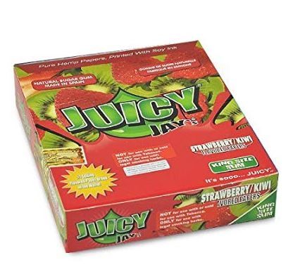 Juicy Jays Strawberry/Kiwi Flavoured Cigarette Rolling Paper King Size Slim  - Pack Of 24 - 32 Leaves Per Pack