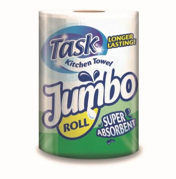 Task Jumbo Super Absorbent Kitchen Roll / Towels - 2 Ply - Approx 200 Sheets