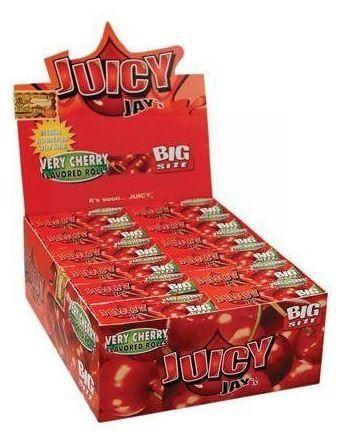 Juicy Jays Very Cherry Rolls - Flavoured Cigarette Rolling Paper Big Size - Pack Of 24 - 32 Leaves Per Pack