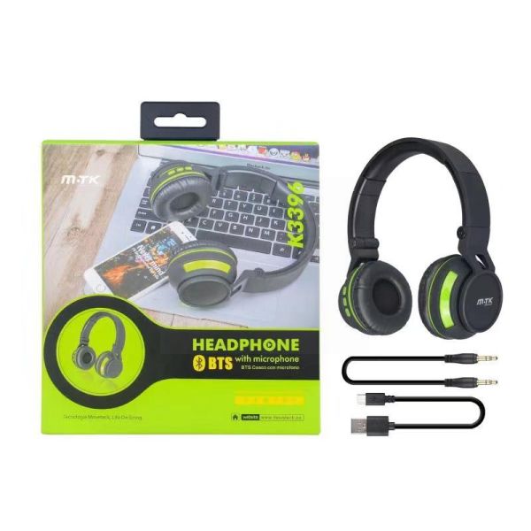 Moveteck Bluetooth Headset With Microphone - Black + Green