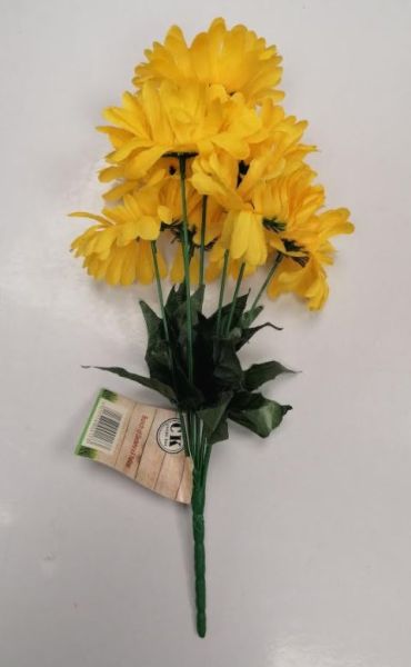 Artificial Flowers - Bunch Of 8 Gerbera Flowers - Yellow