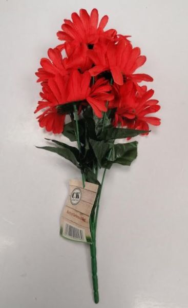 Artificial Flowers - Bunch Of 8 Gerbera Flowers - Red