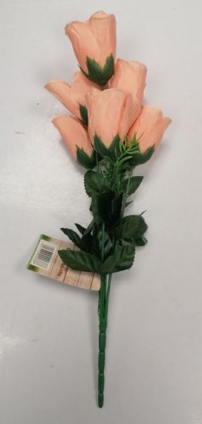 Artificial Flowers - Bunch Of 8 Rose Bud Flowers - Pink