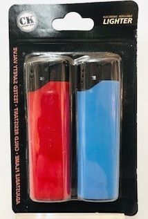 CK Everyday Electronic Refillable Windproof Lighters - Assorted Colours - Pack of 2