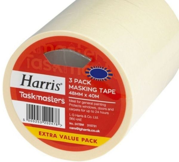 Harris Task Masters Masking Tape - 48mm x 40m - Pack of 3 - Price Marked £3.99