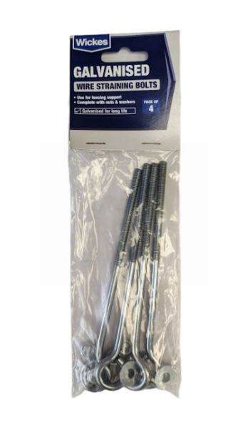 Wickes Galvanised Wire Straining Bolts - 15cm - Pack of 4