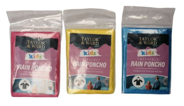 Taylor & Ward Kids Emergency Rain Poncho - Assorted Colours