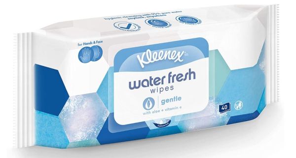 Kleenex Water Fresh Wipes with Aloe & Vitamin E - Gentle - Pack of 40 Wipes - Exp: 11/22