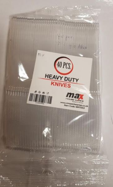 Disposable Clear Heavy Duty Knives - Pack Of 40
