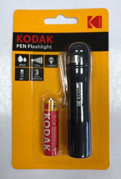 Kodak LED Pen Torch Flashlight with Battery & Clip - 20 Lumens - 9.5cm - Battery Exp: 10/21