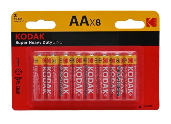 Kodak Super Heavy Duty Zinc Aa Battery - Pack Of 8